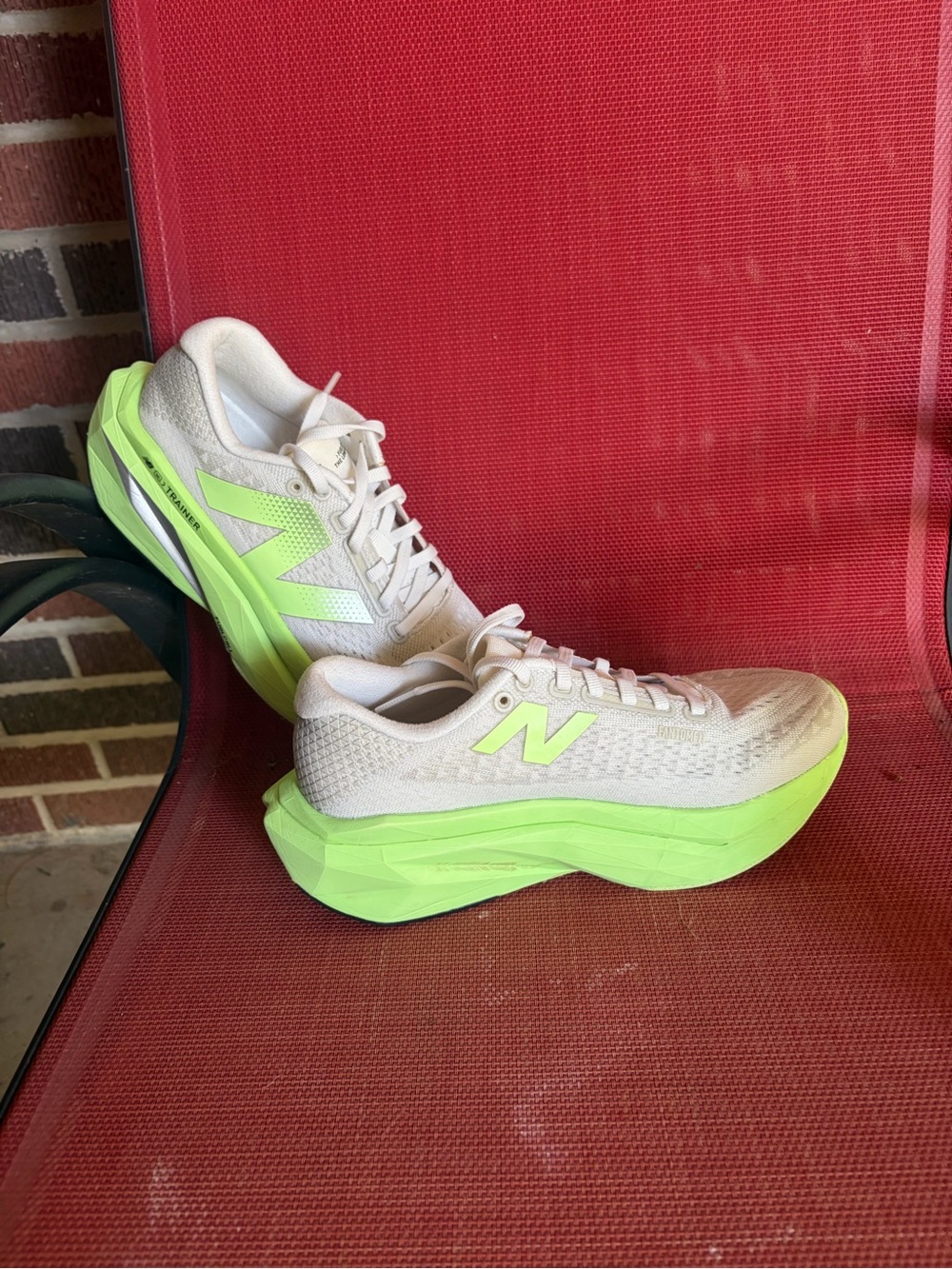 New Balance  Fuel Cell comp trainer V3 Women's White & Neon Green Running Shoes